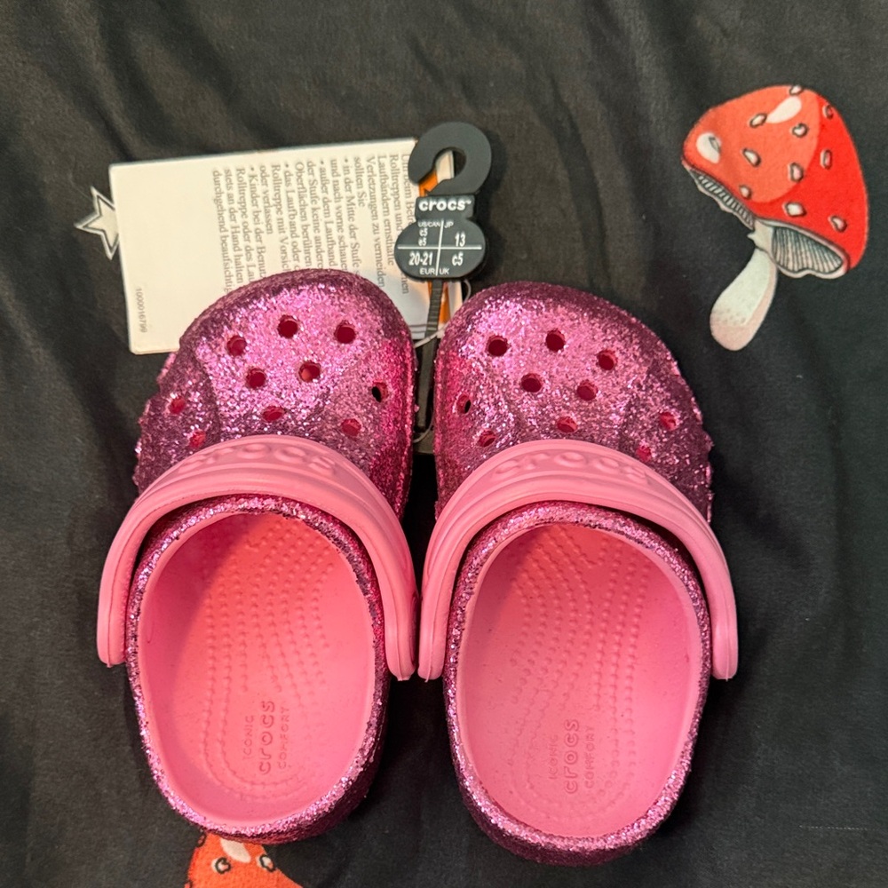 CROCS Kids Sparkly Slippers - Glittery Pink